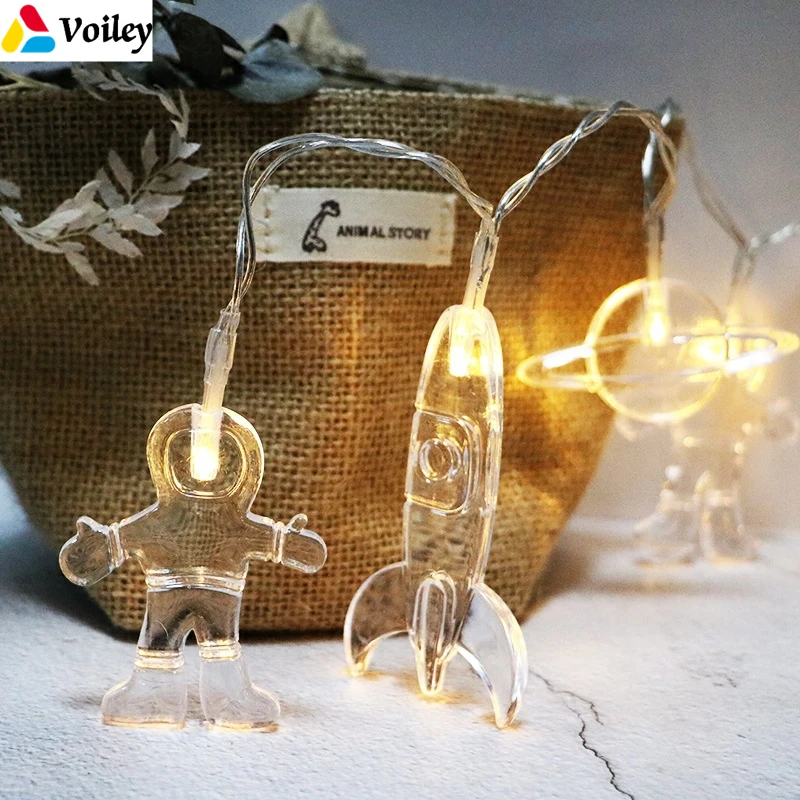 

Birthday Party Decorations Kids 10 20pcs LEDs Astronaut Rocket Spaceship Led String Lights Wedding Party Christmas Home Decor,W
