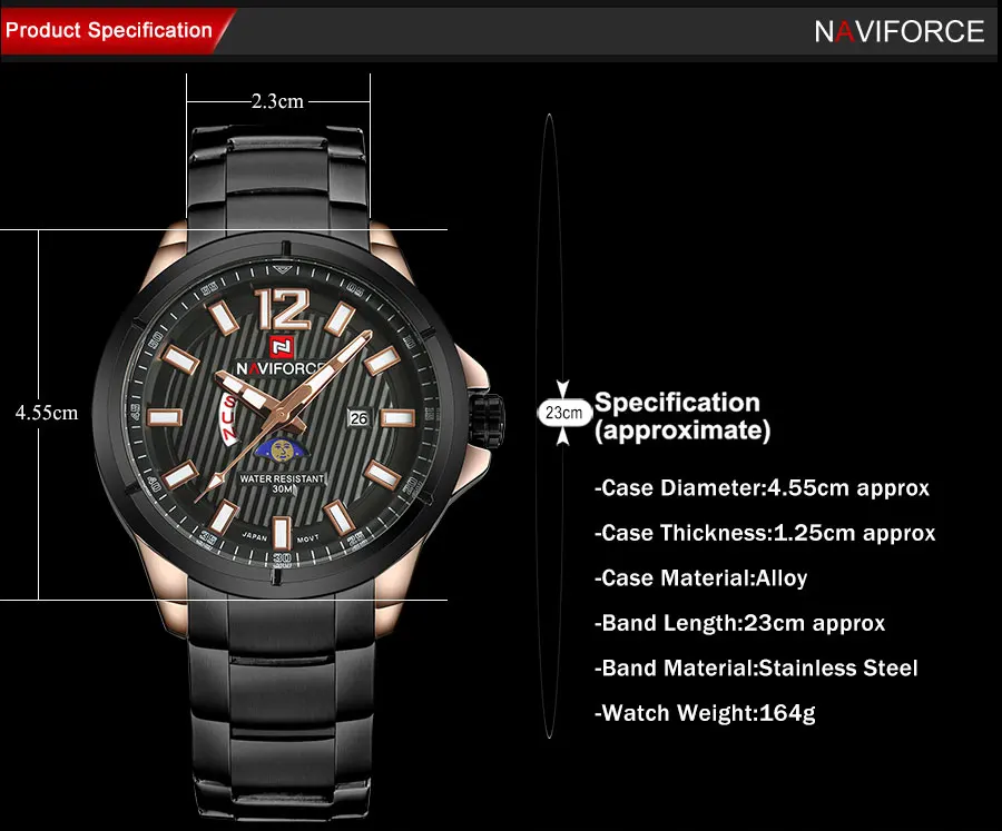 Мужские спортивные часы NAVIFORCE, Мужские кварцевые часы со стальным ремешком, Лидер продаж, брендовые наручные часы для мужчин, 30 м, водонепроницаемые, Relogio Masculino