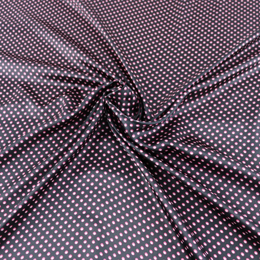 

100cm*148cm Unique Design Black Ground Polka Dots Fancy Satin Fabric Patckwork Clothing Material