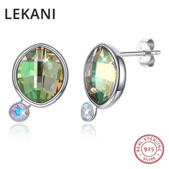 

LEKANI Crystals From Swarovski New Design Oval Stud Earrings S925 Silver Piercing For Women Wedding Girls Fashion Accessories