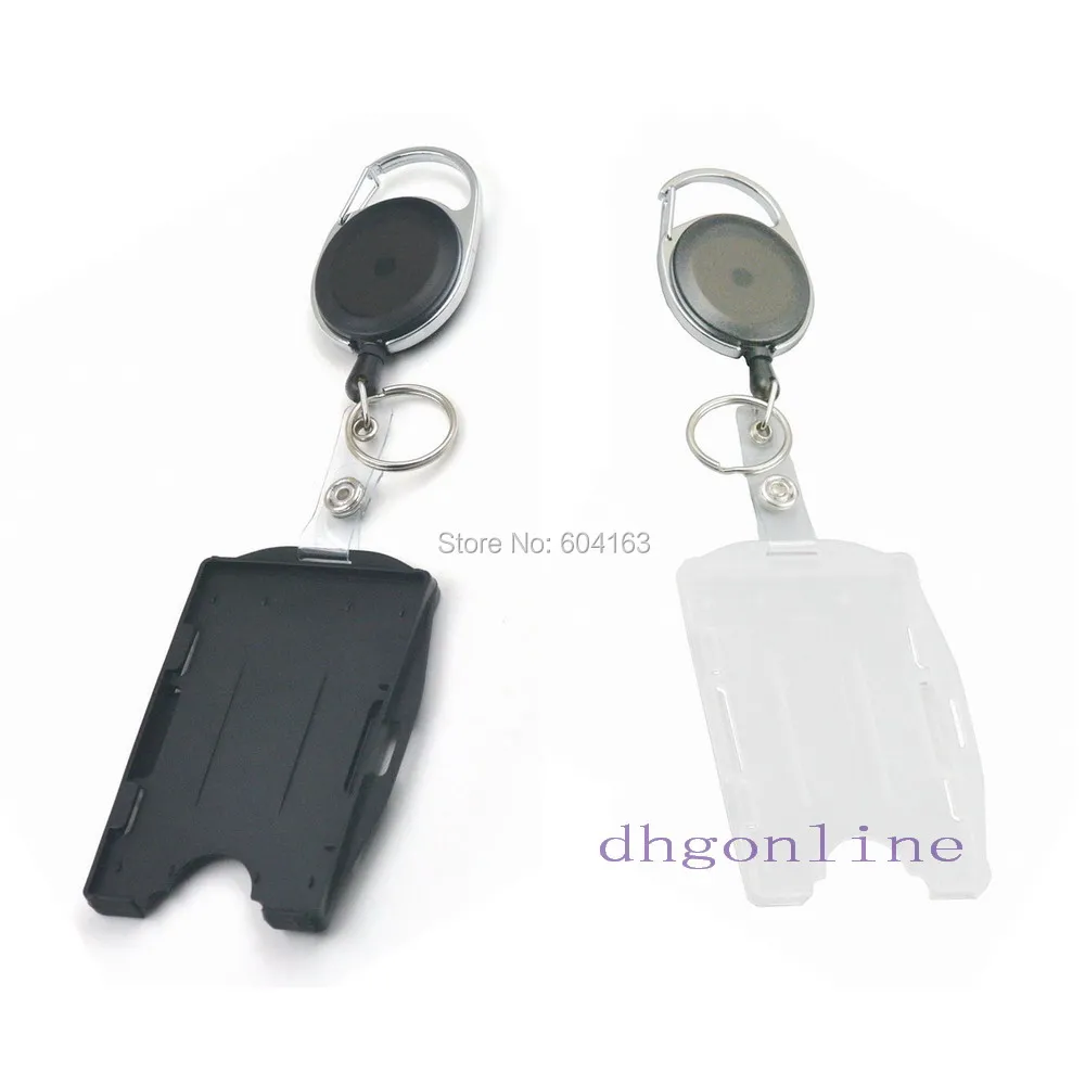 

2 Pcs Oval YOYO Reel + 2 pcs ID Card Badge Holder 2 in 1 Vertical horizontal Hard for Multi Reel Retractable Lanyard