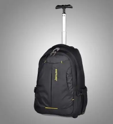 Роллинг рюкзак Для женщин рюкзак-тележка Сумка для путешествий на колесиках Чемодан сумка Для мужчин Бизнес сумка Чемодан рюкзак для чемоданов на колесах - Цвет: Black 21Inch