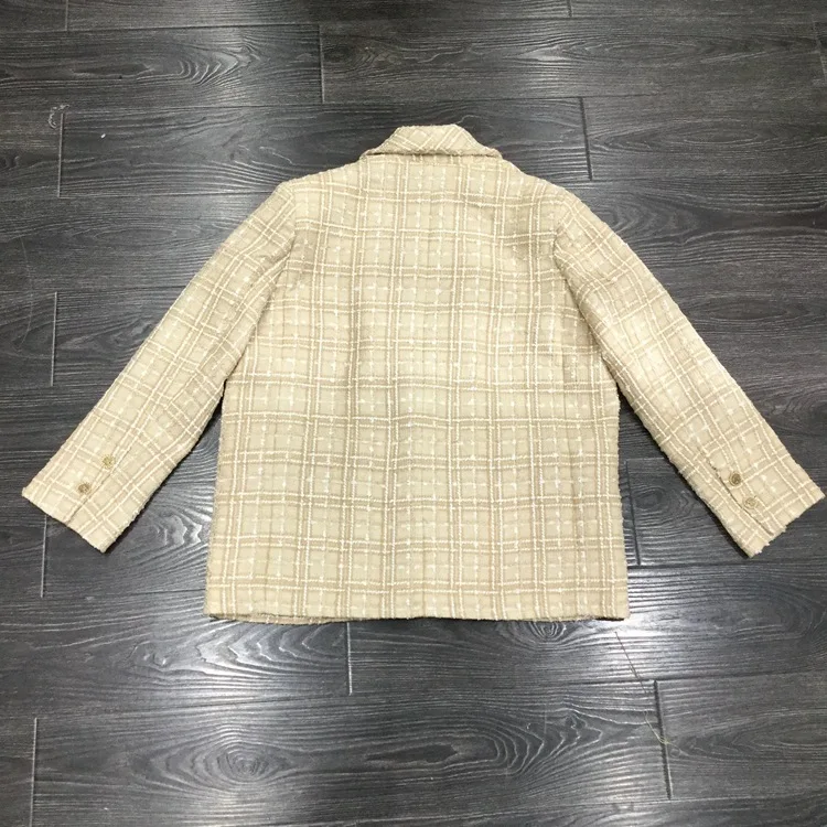 Hot Fashion tweed jackets coat 2019 spring autumn casual loose plaid blazers coat A363