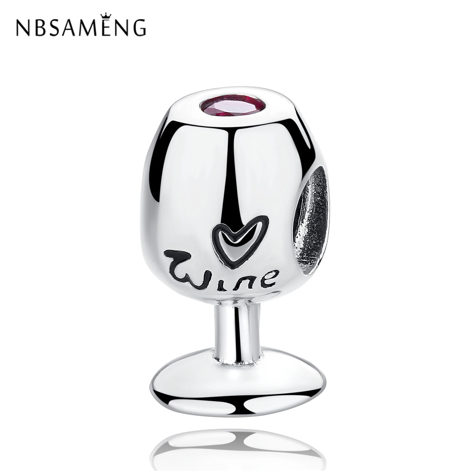 

Authentic 925 Sterling Silver Bead With Love Heart Wine Cup Charm Fit Original Pandora Bracelets DIY Charms Jewelry