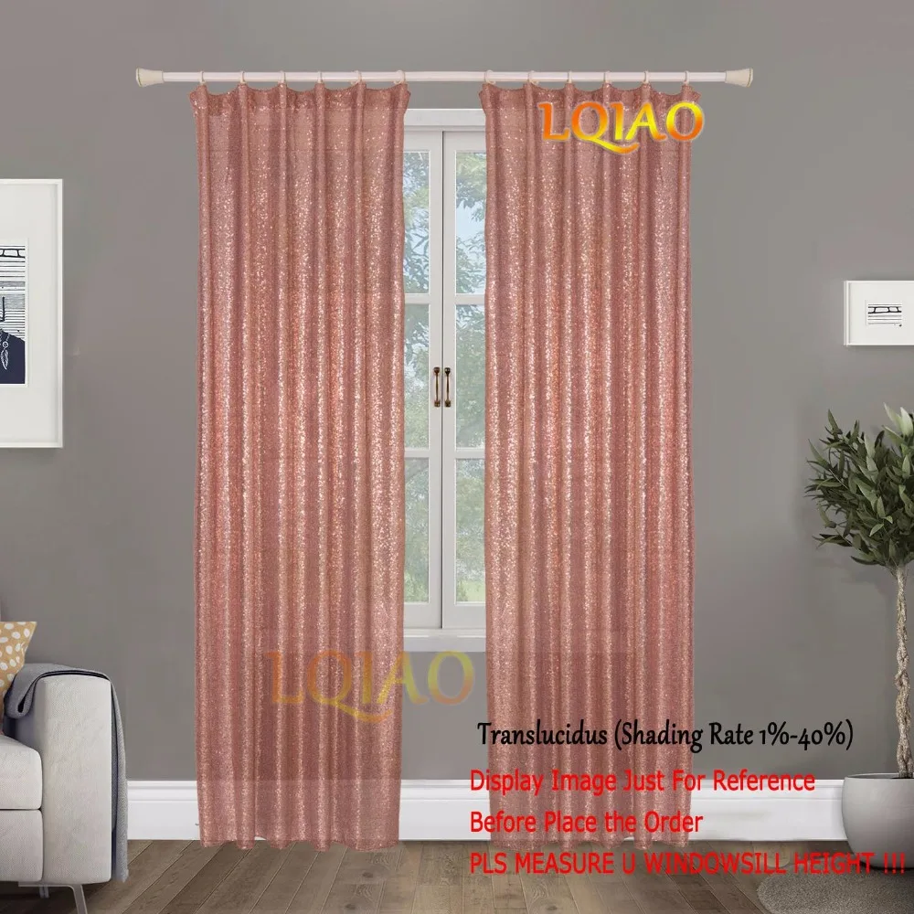 1pc 100x250cm Glitter Rose Gold Sequin Fabric Curtains for Living Room Bedroom Window Curtains