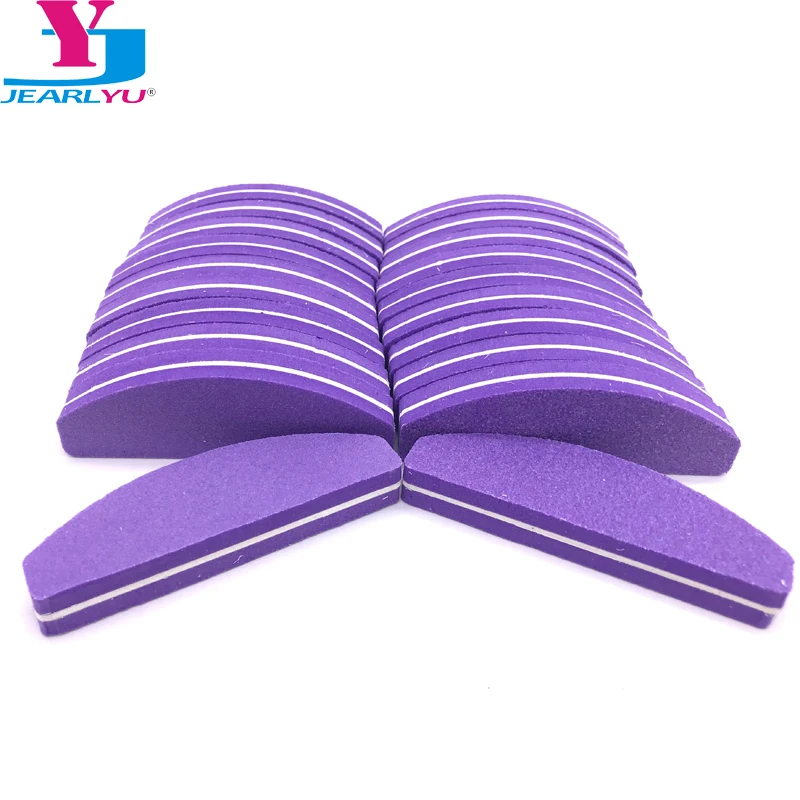 

60 pcs/lot Mini Purple Nail File Moon Shape Double Side Nail Sanding Buffer Blocks Grinding Polishing Nail Files Manicure Set