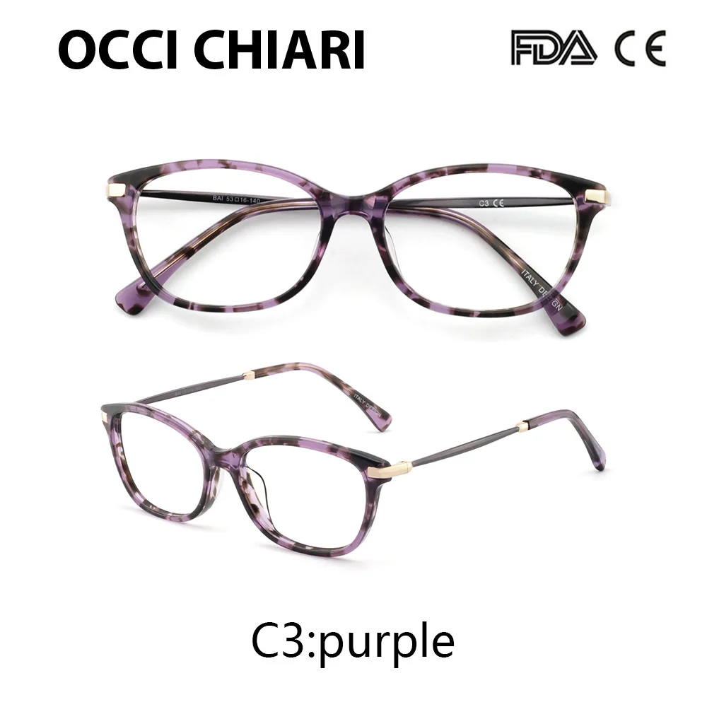 OCCI CHIARI очки для близорукости Gafas женские очки оправа ацетат весна шарнир очки по рецепту очки красные W-DIOLI - Frame Color: C3 purple