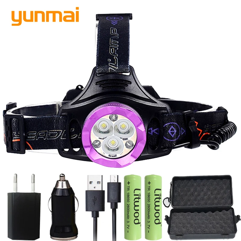 Z30yunmai 7307 светодио дный фары фара 12000LM 3x XM-L2 + 3x удара фара Портативный свет факела Фонари для кемпинга Рыбалка