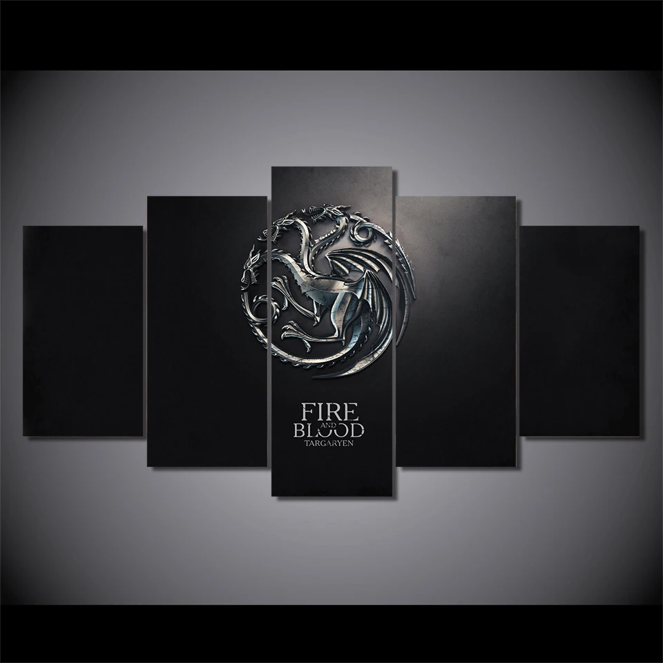 5 Pcs/Set Framed HD Printed Game Of Thrones Wall Art For Kid Room