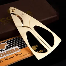 COHIBA двойные 2 ножи из нержавеющей стали позолоченный резак для сигар карманные гаджеты устройство для резки сигар нож кубинские сигары ножницы 345F