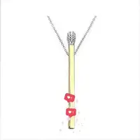 Matchstick Pendant Necklace Black & Colorful Zircon Setting Matches 925 Sterling Silver Chain Necklace Fashion Women Jewelry 1