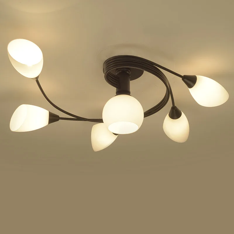 

LukLoy American Style Living Room Ceiling Lamp Creative Rotating Flower-Shaped Bedroom Lamp Simple Study Restaurant LED Lamps