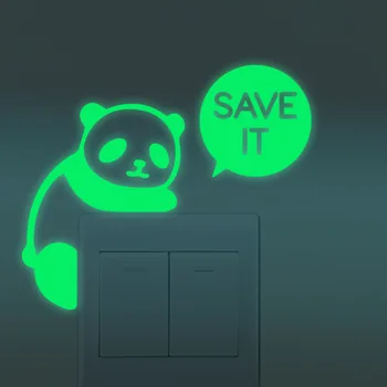 

Funlife Glowing Switche Stickers Cute Panda Saying SAVE IT Saving Electricity Tips For Children Room Cute Warnings in Public