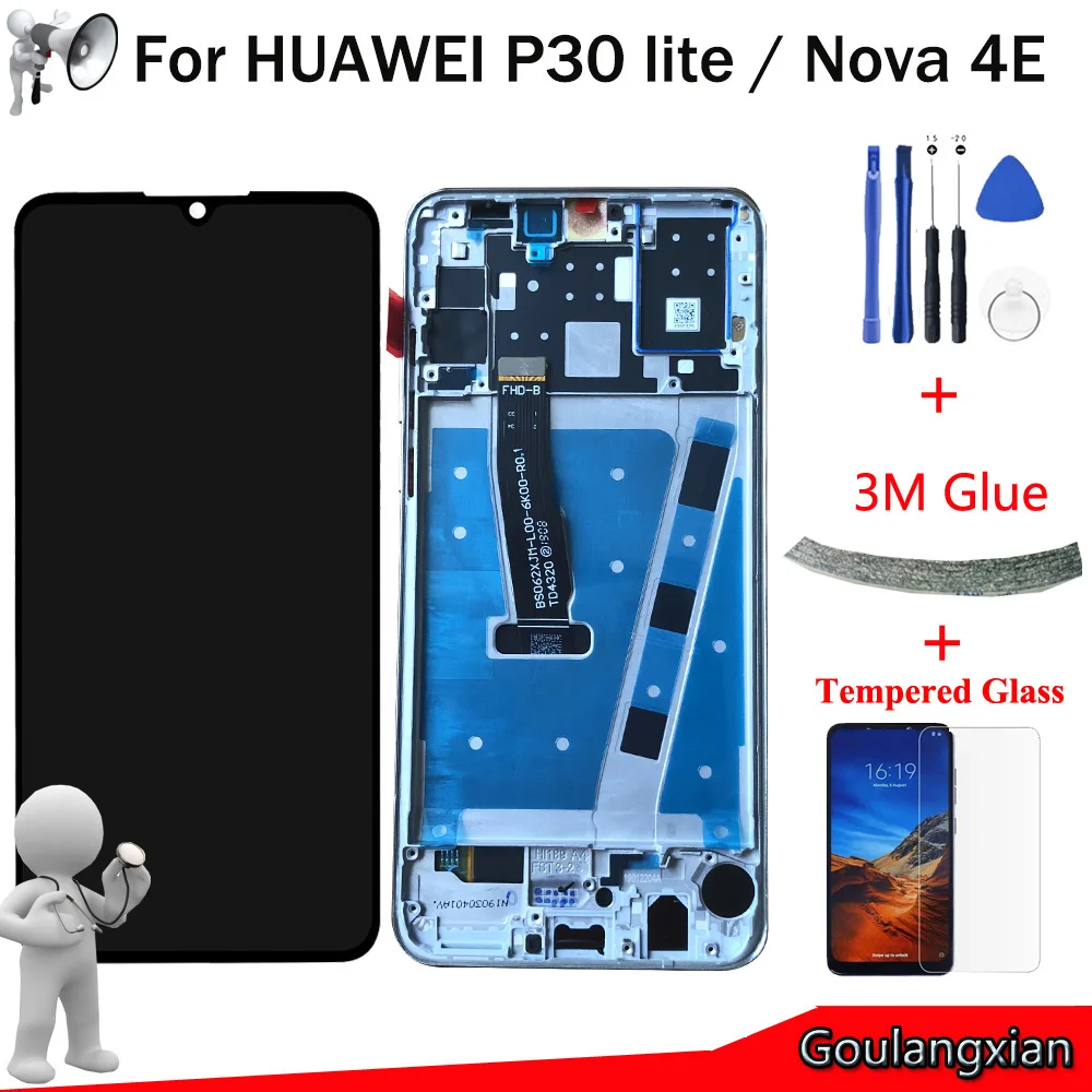 Оригинальный ЖК дисплей 6 15 дюйма AAA для Huawei P30 lite сменный сенсорный с дигитайзером