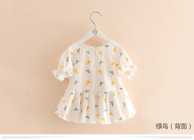 2018 Hot Summer 2 3 4 6 8 9 10Years Thin Sweet Cute Cartoon Animal Print Blouse Baby Kids Girls Short Lantern Sleeve Dress Shirt (8)