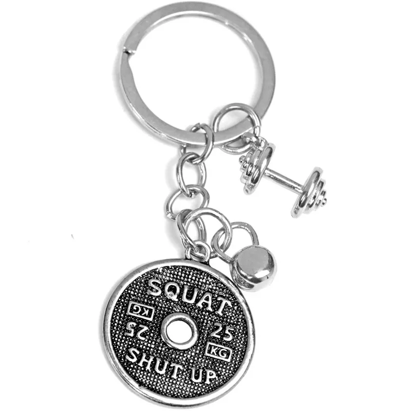 

Kettlebell Weight Plate Dumbbell Charm Keychain CrossFit Bodybuilder Key Chains Sporty Gym Motivation Jewelry Trainer Gift