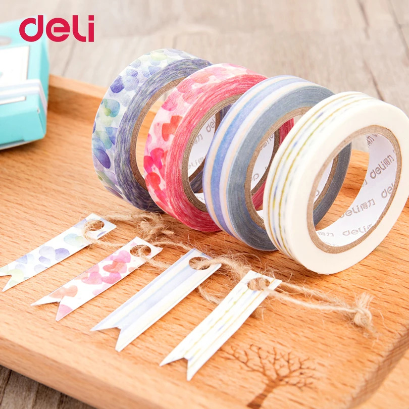 Deli 4 pcs DIY Paper Decorative Adhesive Tapes cute Flolwer Washi Tape