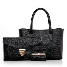 3 Pcs/Set Handbags Women Messenger Bags Female Purse Crocodile Shoulder Bags Office Lady Casual Tote 2016 New Top-Handle Bag N94