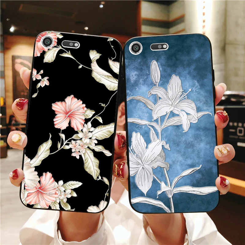 

Luxury Girl 3D Silicone Case For Sony Xperia XZ1 Compact Shockproof Flower Phone Case For Sony Xperia Z5 M5 XZ Premium XZ2