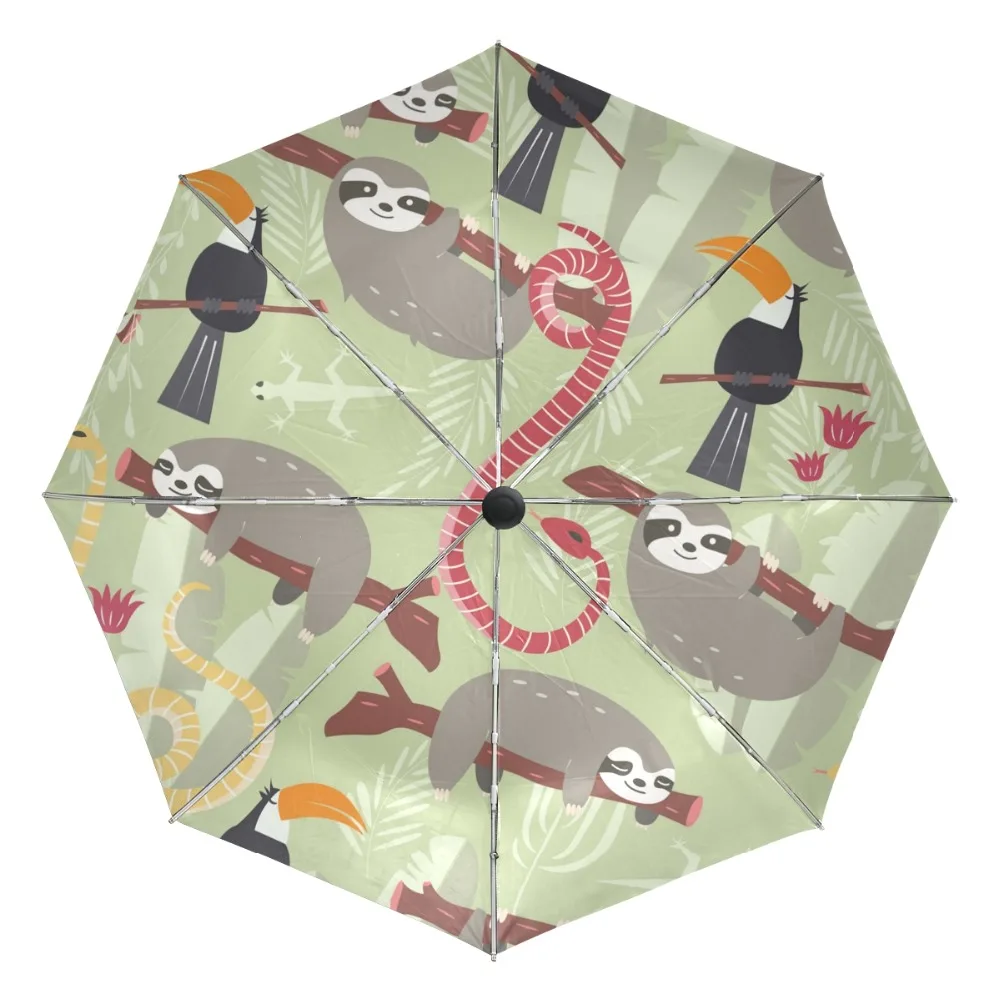 

Full Automatic Cute Sloth Umbrella Sun Protection Windproof Foldable Umbrella with Outer Black Coating for Men Kids Umbrellas
