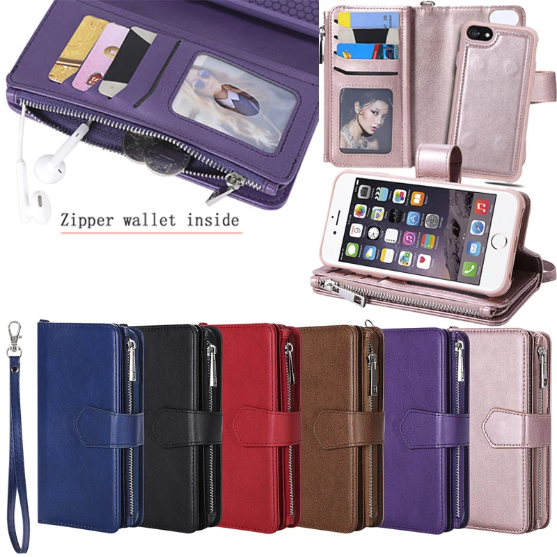 

Luxury Zipper Wallet 2 in 1 Leather Flip Case Phone Soft Silicone Cover Shell Coque Fundas Capa for Samsung Galaxy S8 S8Plus S8+