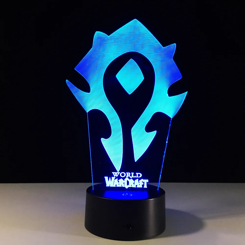 3D иллюзия WOW World of Warcraft, настольная лампа с логотипом, 7 цветов, Ночной светильник, Сенсорная лампа для детей, детей, семьи, праздничный подарок, Прямая поставка