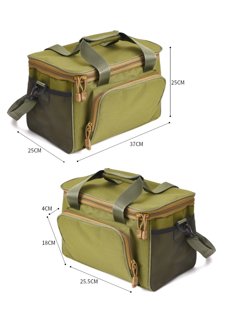 Мульти-функциональный 600D тканевые рыболовные снасти Box камуфляж зеленый Сумки из натуральной кожи сумка на плечо с регулируемым плечевым ремнем рыболовный инструмент 37x25x25 см
