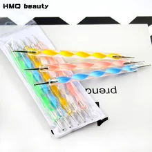 5Pcs/set Double-ended Dotting Pen marbleizing painting tool Ball Dot Pen Manicure Nail Art Dotting Tool