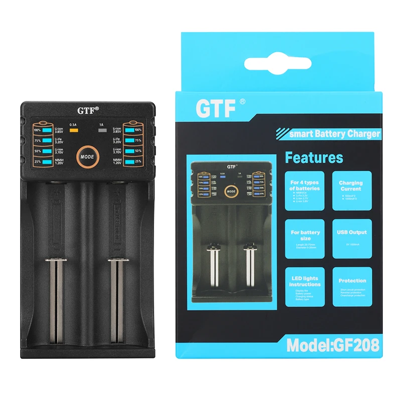GTF 3 7 V 9800mah 18650 батарея с GF208 USB интеллектуальное зарядное устройство для Ni MH