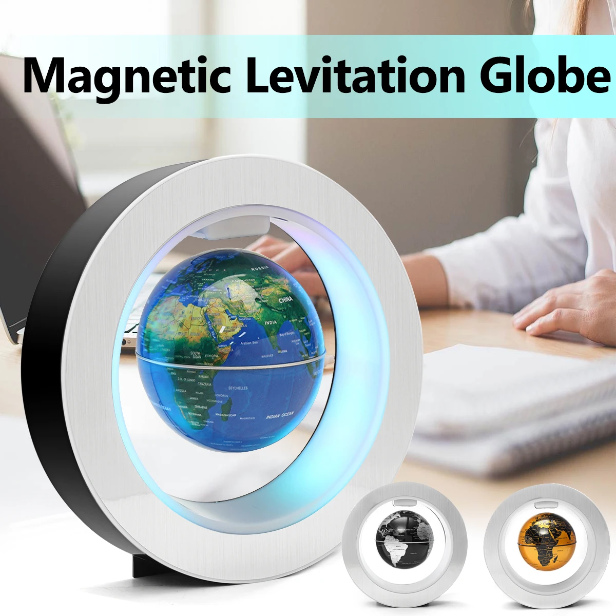 

LED World Map Novelty Magnetic Levitation Floating Globe LED Floating Tellurion With LED Light Home Decoration Office Ornament