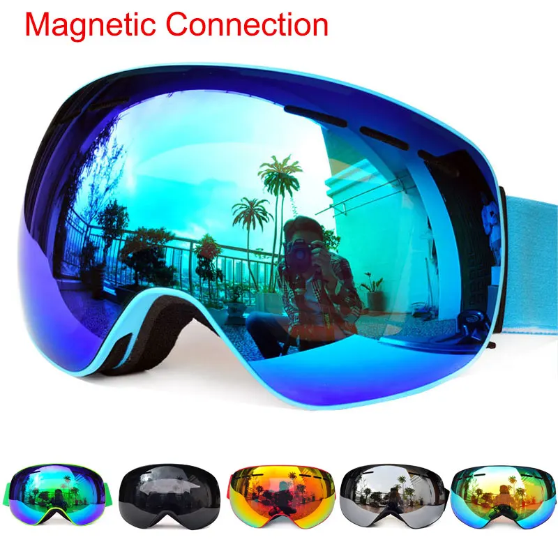 عالية الجودة المهنية المغناطيسي على الجليد نظارات التزلج طبقة مزدوجة نظارات مكافحة الضباب UV400 الدائم التزلج نظارات للرجال عالية الجودة المهنية المغناطيسي على الجليد نظارات التزلج طبقة مزدوجة نظارات مكافحة الضباب UV400 الدائم التزلج نظارات للرجال