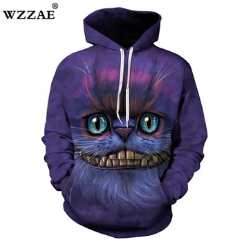 

Drop Shipping 2018 Brand New Fashion Men/Women 3d Sweatshirts Print Cheshire Cat Hoodies Autumn Winter Thin Hooded Pullovers Top