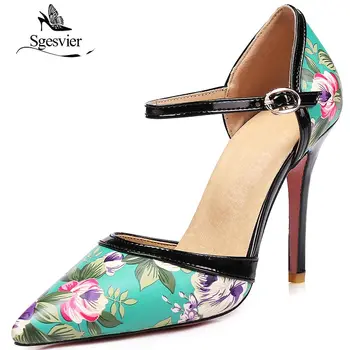 

SGESVIER Patent Leather Pumps Thin High Heels Women Shoes High Quality Pointed Toe Women Pumps Shoes Wedding Party Shoes OX183