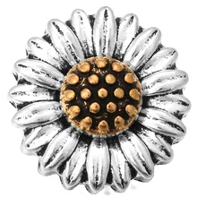 10 шт./Партия новое 18 мм украшение с защелкой Серебро Золото Подсолнечник цветок металлические кнопки браслет подходит DIY 18 мм оснастки ювелирные изделия