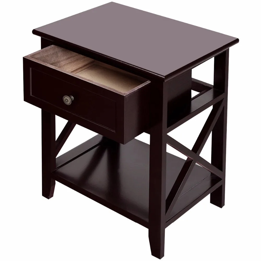 Giantex Nightstand End Bedside Table Drawer Storage Room Decor Bottom Shelf Home Furniture HW56019CF Giantex Nightstand End Bedside Table Drawer Storage Room Decor Bottom Shelf Home Furniture HW56019CF