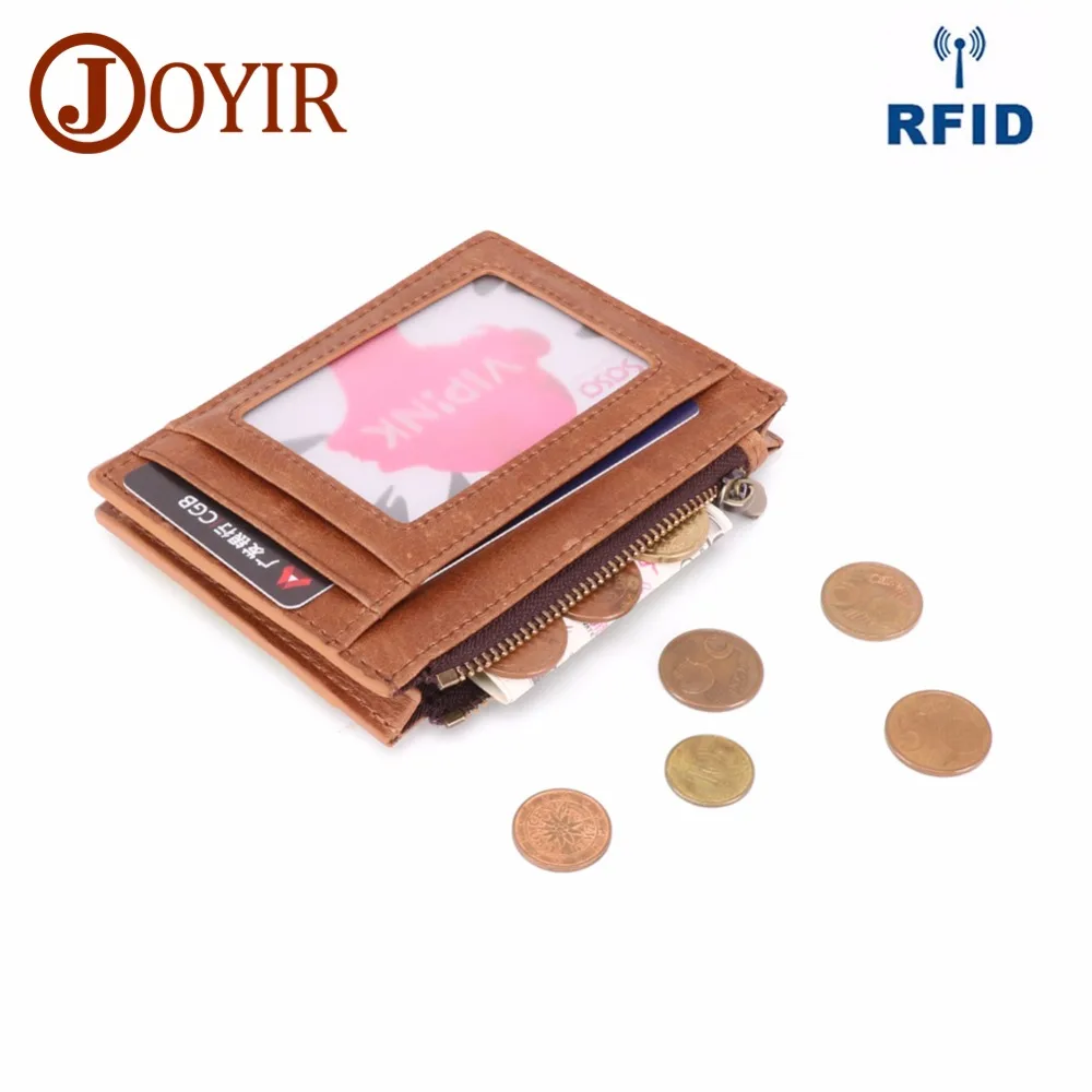 

Coin Pocket Coin Wallet Genuine Cowhide Leather Credit Card Holder RFID Card Wallet Small Casual Card Holder Men's Slim Wallet
