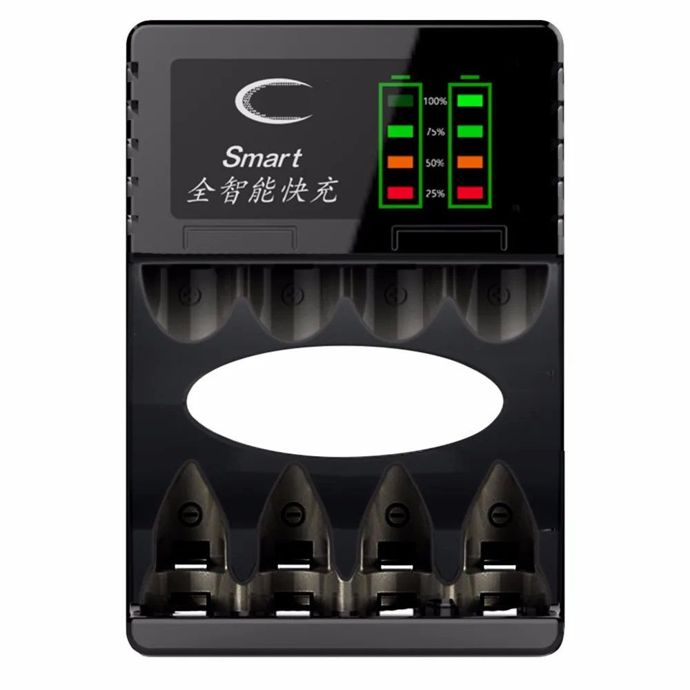 

4 Slots LED Power Display USB Smart Charger For AA AAA 5 Or 7 Number Battery Intelligent Quick Fast Charge White Black Color