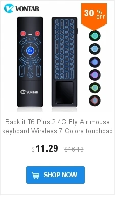 Беспроводная клавиатура Air mouse 2,4G, английский, русский, T6 Plus, 7 цветов, с подсветкой, тачпад, пульт дистанционного управления для Android tv Box, проектор