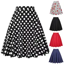 New Style Women Skirts Plain Pleated Skirt Ladies Elastic High Waist Slim Casual Dot Skirt Fashion Hot