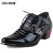 De luxe Hommes Formelle Chaussures Talons hauts Robe Chaussures D’affaires Bureau Mâle Oxford Bout Pointu De Mode Oxford Chaussures Pour Hommes RMC-559