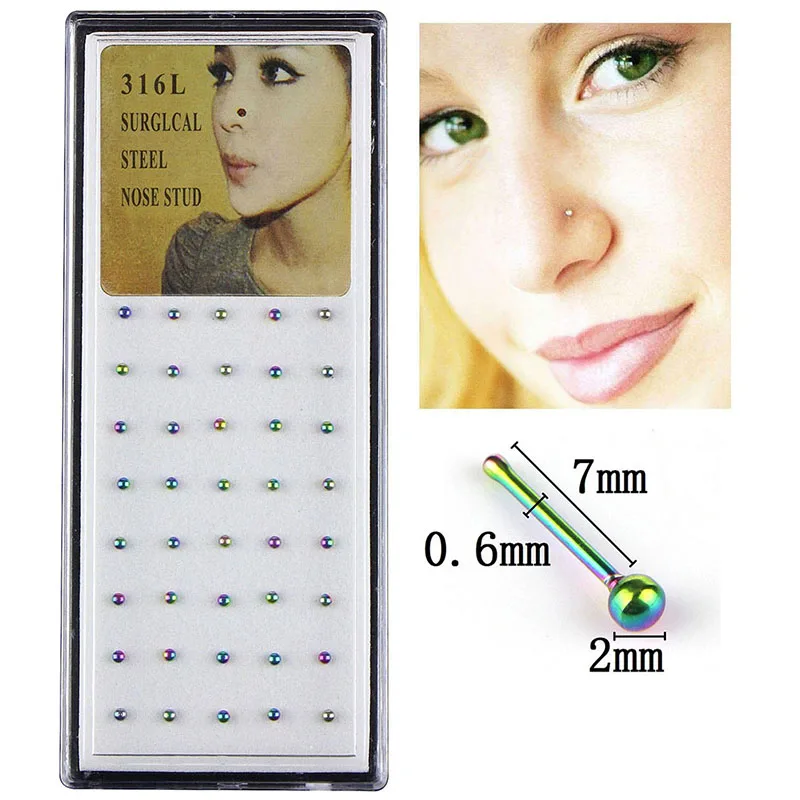 

40PCS Crystal Rhinestone Nose Ring Studs Stainless Steel Body Piercing Sexy Jewelry
