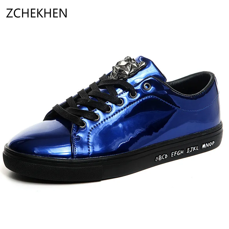 

Europe fashion hip hop sneakers men high top rivet men Breathable shoes with PP tiger metal casual shoe men's flats shoes