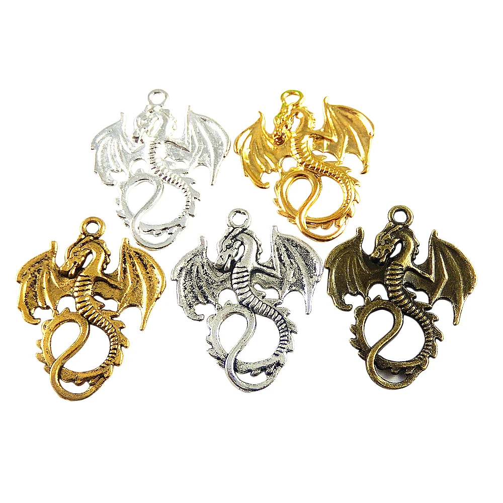 Wholesale 5pcs Pack Dragon Charms For Jewelry Making Necklace Bracelet