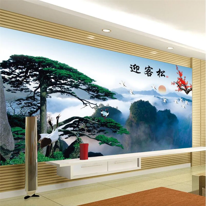 

beibehang Custom 3d wallpaper china style landscape welcoming pine wall paper sofa living room bedroom tv backdrop wall decor
