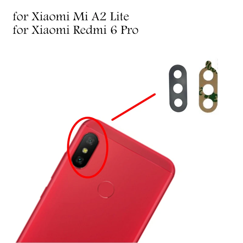 

2pcs for Xiaomi Mi A2 Lite Back Camera Glass Lens Rear Camera Glass with 3M Glue Redmi 6 Pro Replacement Repair Spare Parts
