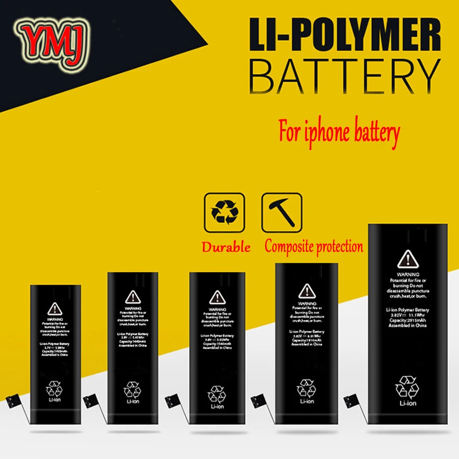 

YMJ 2019 New Lithium Battery For Apple iPhone 5 5s 5se 6 6s 6P 6SP 7 7P Replacement Batteries Internal ,for iPhone Battery