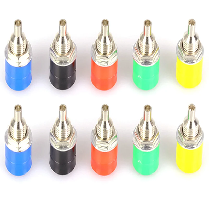 Nickel Plated 5PCS red+black+yellow+green+blue 4mm Banana female jack Binding Post Connector | Обустройство дома