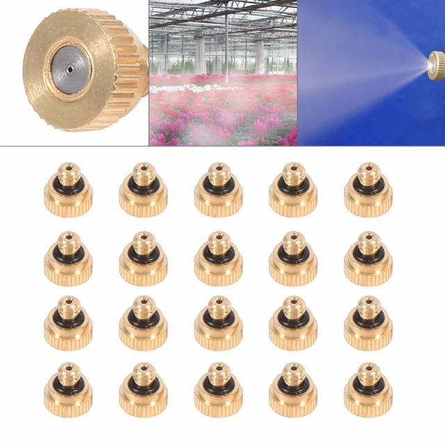 20pcs Brass Misting Nozzles Cooling System 0.4 mm 10/24 design Water Sprinklers Irrigation Fitting for watering Garden