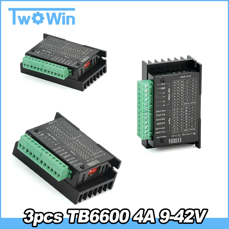 

3Pcs TB6600 4A 9-42V Stepper Motor Driver CNC Controller Stepper Motor Driver Nema tb6600 Si7/86 stepper motor Micro-Step 1 Axis