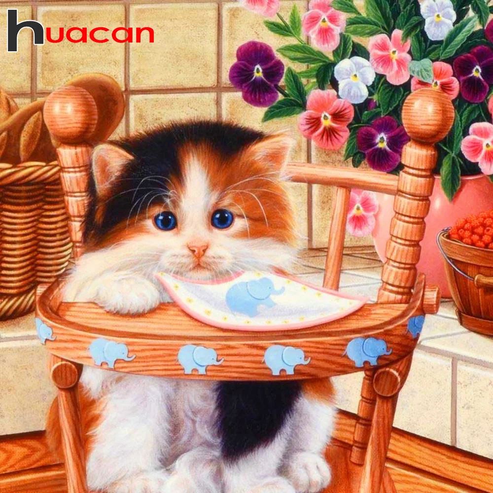 

Huacan New Diamond Embroidery 2019 Cat Diamond Painting Full Square/Round New Arrival Animal Diamond Art Home Decoration